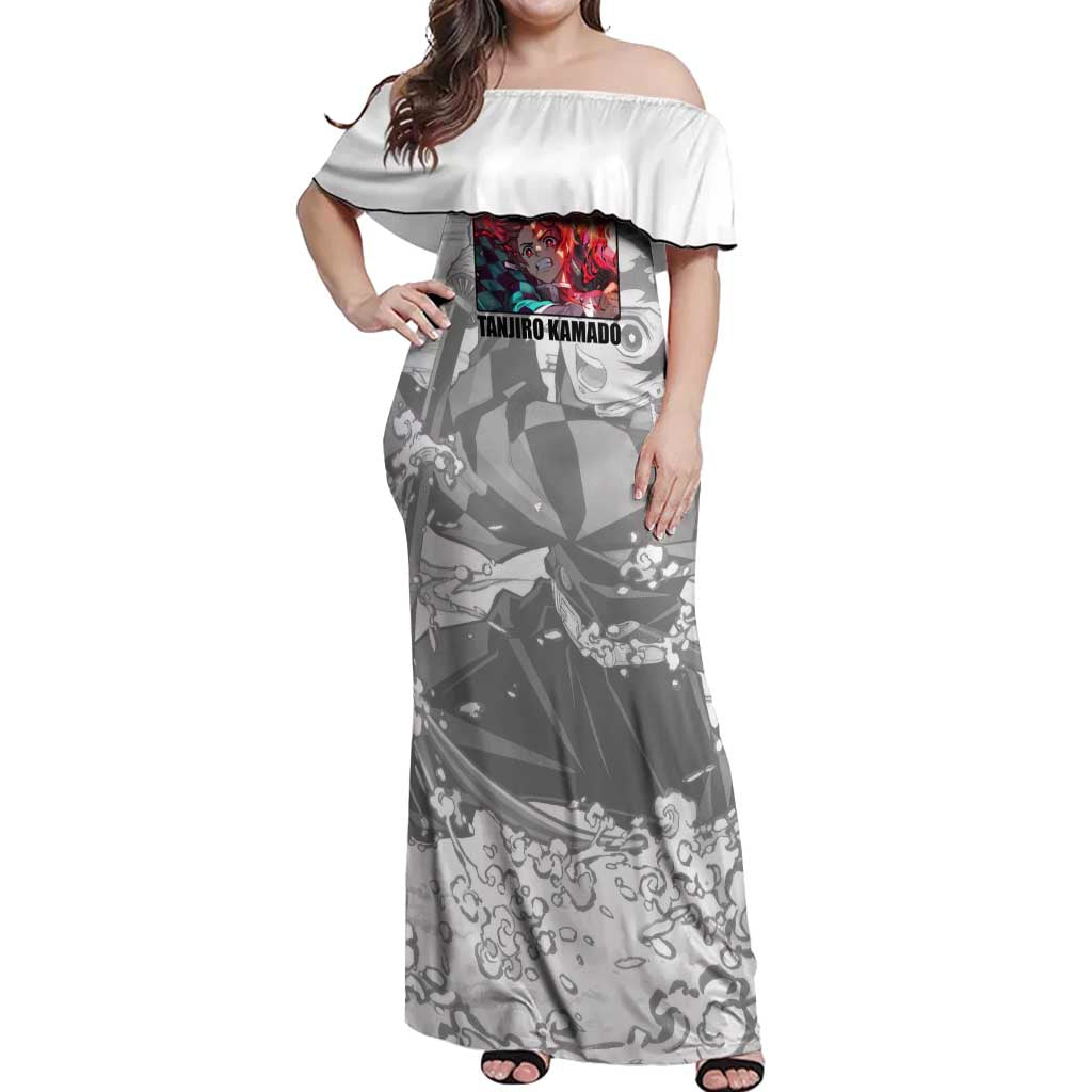 Tanjiro Kamado - Demon Slayer Off Shoulder Maxi Dress Anime Style