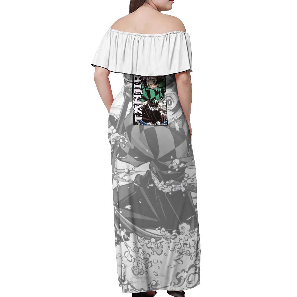 Tanjiro Kamado - Demon Slayer Off Shoulder Maxi Dress Anime Style