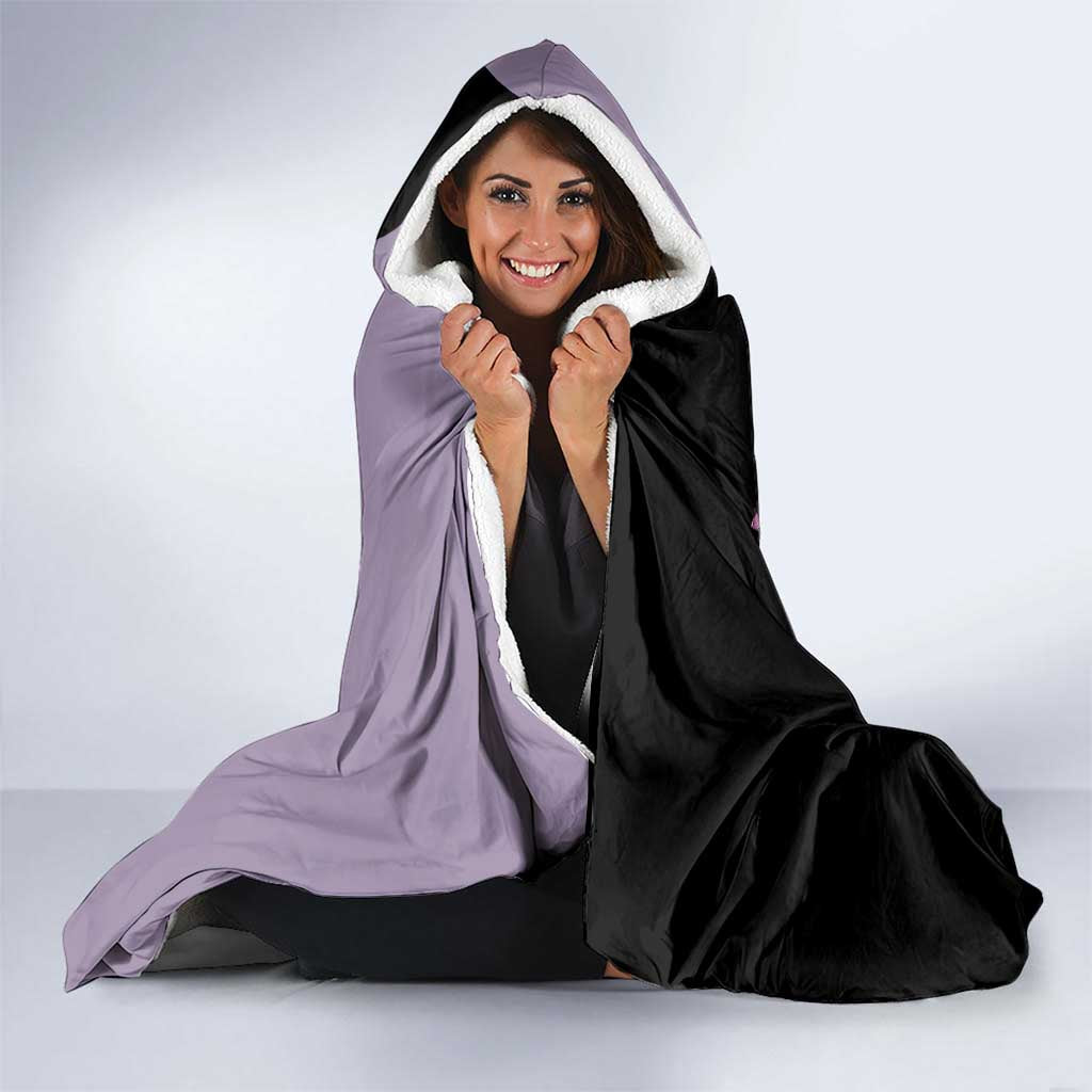 Tengen Uzui from Demon Slayer Hooded Blanket with Purple and Black Split Design and Dual Sword Manga Panel Layout - The Mazicc