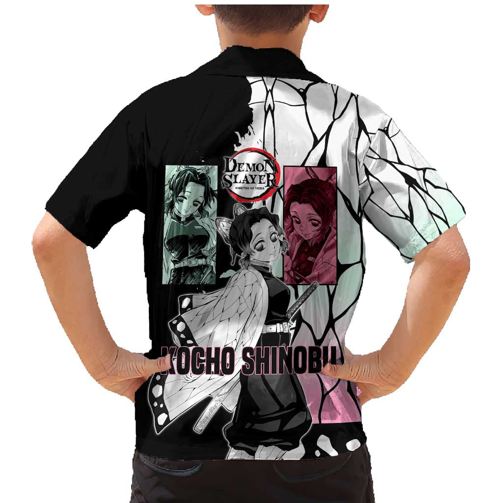 Shinobu Kocho from Demon Slayer Family Matching Mermaid Dress and Hawaiian Shirt with Black and White Wing Pattern and Pastel Manga Panel Design - The Mazicc