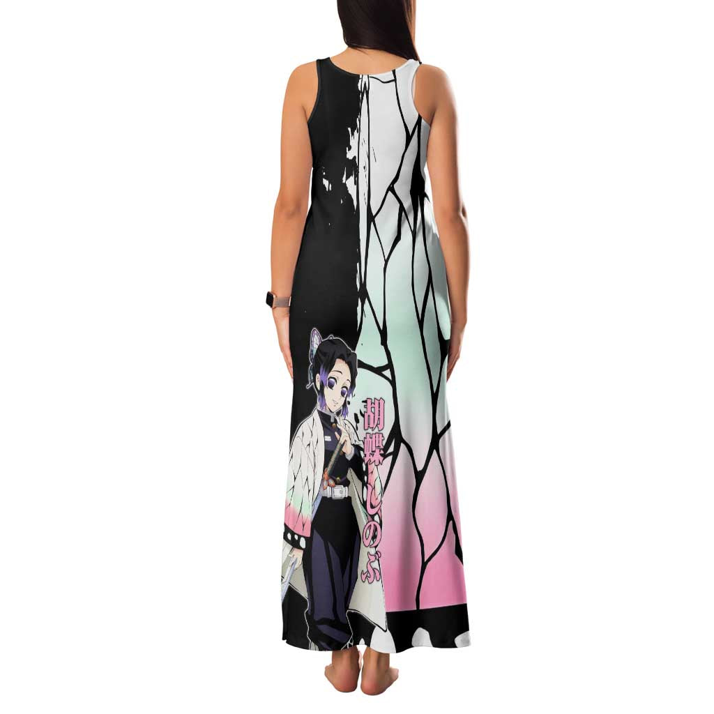 Shinobu Kocho from Demon Slayer Family Matching Tank Maxi Dress and Hawaiian Shirt with Black and White Wing Pattern and Pastel Manga Panel Design - The Mazicc