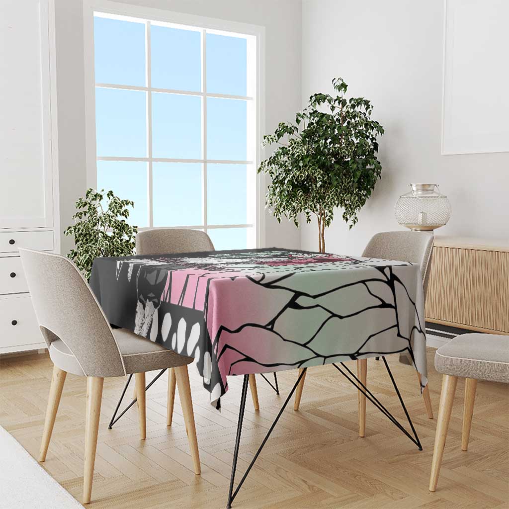 Shinobu Kocho from Demon Slayer Tablecloth with Black and White Wing Pattern and Pastel Manga Panel Design - The Mazicc