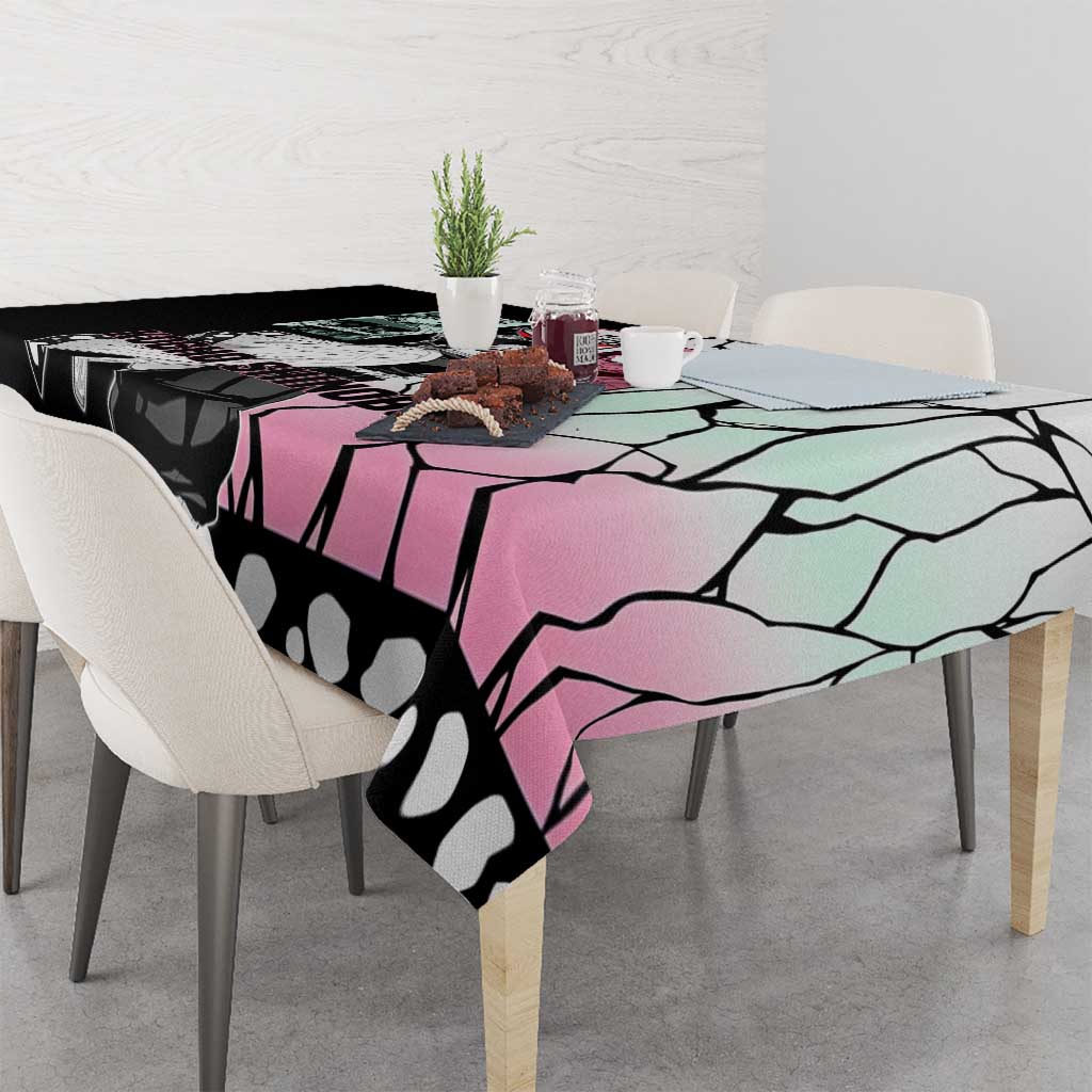 Shinobu Kocho from Demon Slayer Tablecloth with Black and White Wing Pattern and Pastel Manga Panel Design - The Mazicc