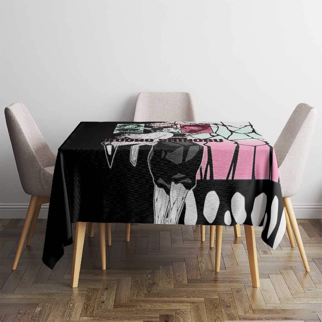 Shinobu Kocho from Demon Slayer Tablecloth with Black and White Wing Pattern and Pastel Manga Panel Design - The Mazicc