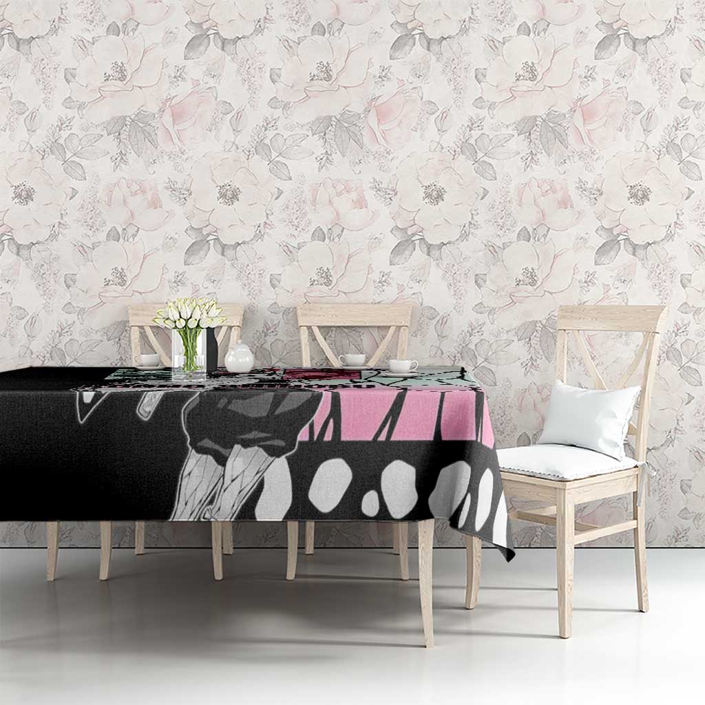 Shinobu Kocho from Demon Slayer Tablecloth with Black and White Wing Pattern and Pastel Manga Panel Design - The Mazicc