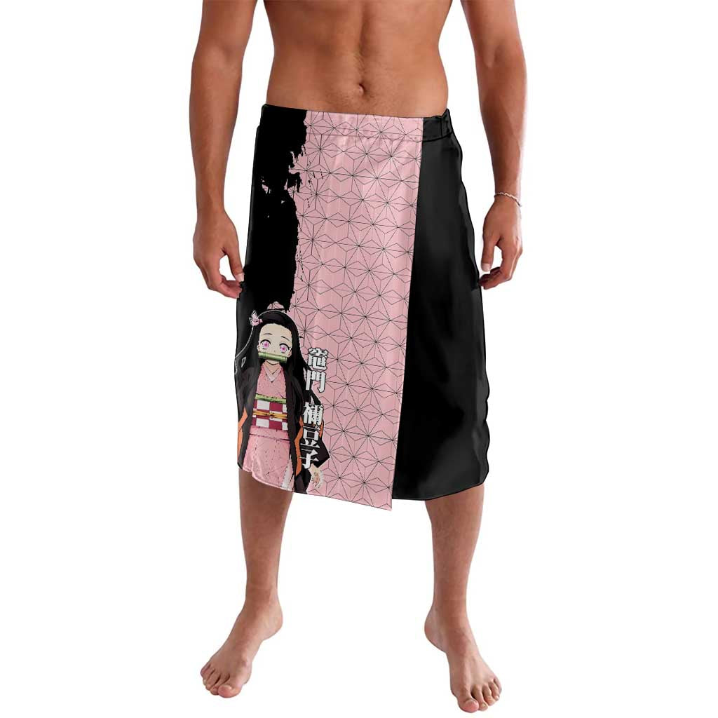 Nezuko Kamado from Demon Slayer Lavalava with Pink Pattern Kimono and Demon Form Flames Design - The Mazicc