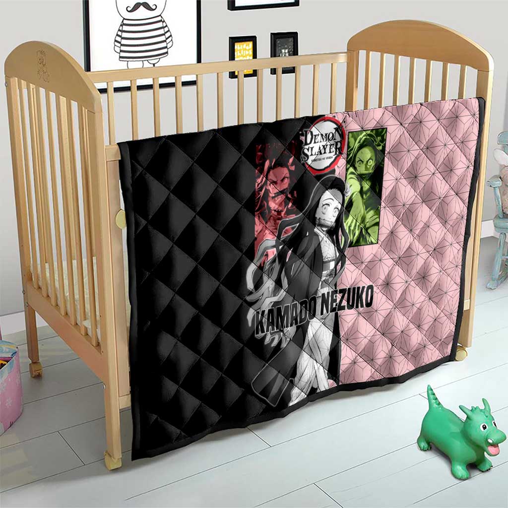 Nezuko Kamado from Demon Slayer Quilt with Pink Pattern Kimono and Demon Form Flames Design - The Mazicc