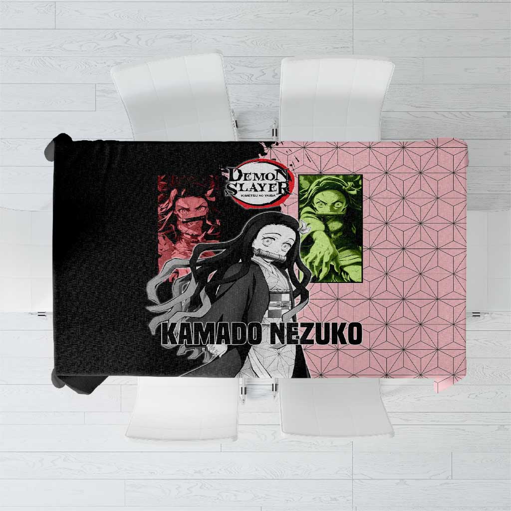 Nezuko Kamado from Demon Slayer Tablecloth with Pink Pattern Kimono and Demon Form Flames Design - The Mazicc