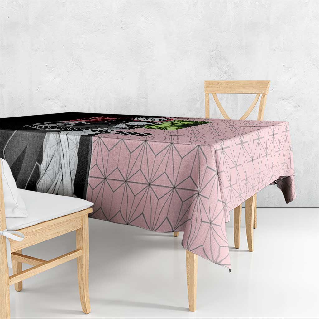 Nezuko Kamado from Demon Slayer Tablecloth with Pink Pattern Kimono and Demon Form Flames Design - The Mazicc