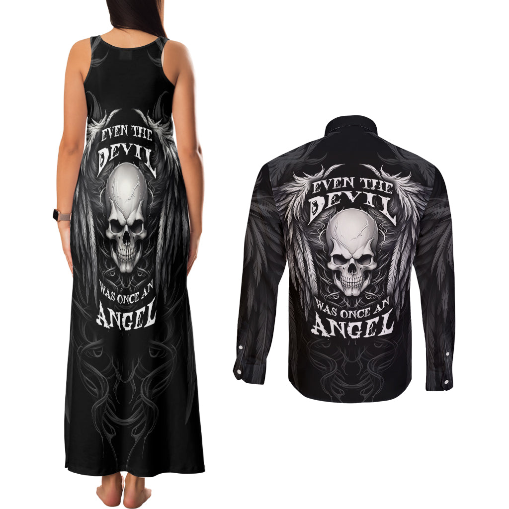 skull-and-wings-couples-matching-tank-maxi-dress-and-long-sleeve-button-shirts-even-the-devil-was-once-an-angel