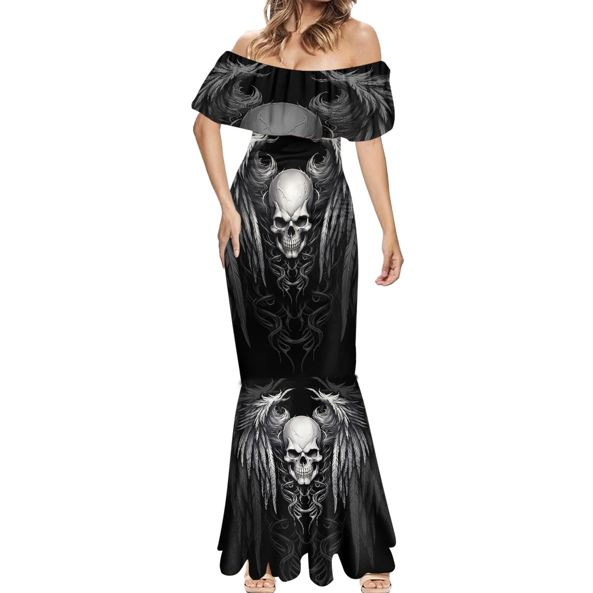 skull-and-wings-mermaid-dress-even-the-devil-was-once-an-angel
