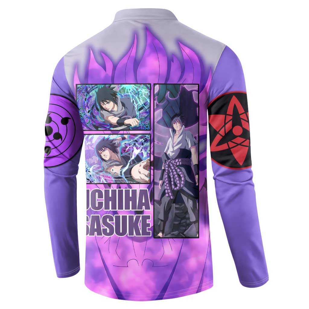 Uchiha Sasuke Naruto Shippuden Button Sweatshirt Anime Style