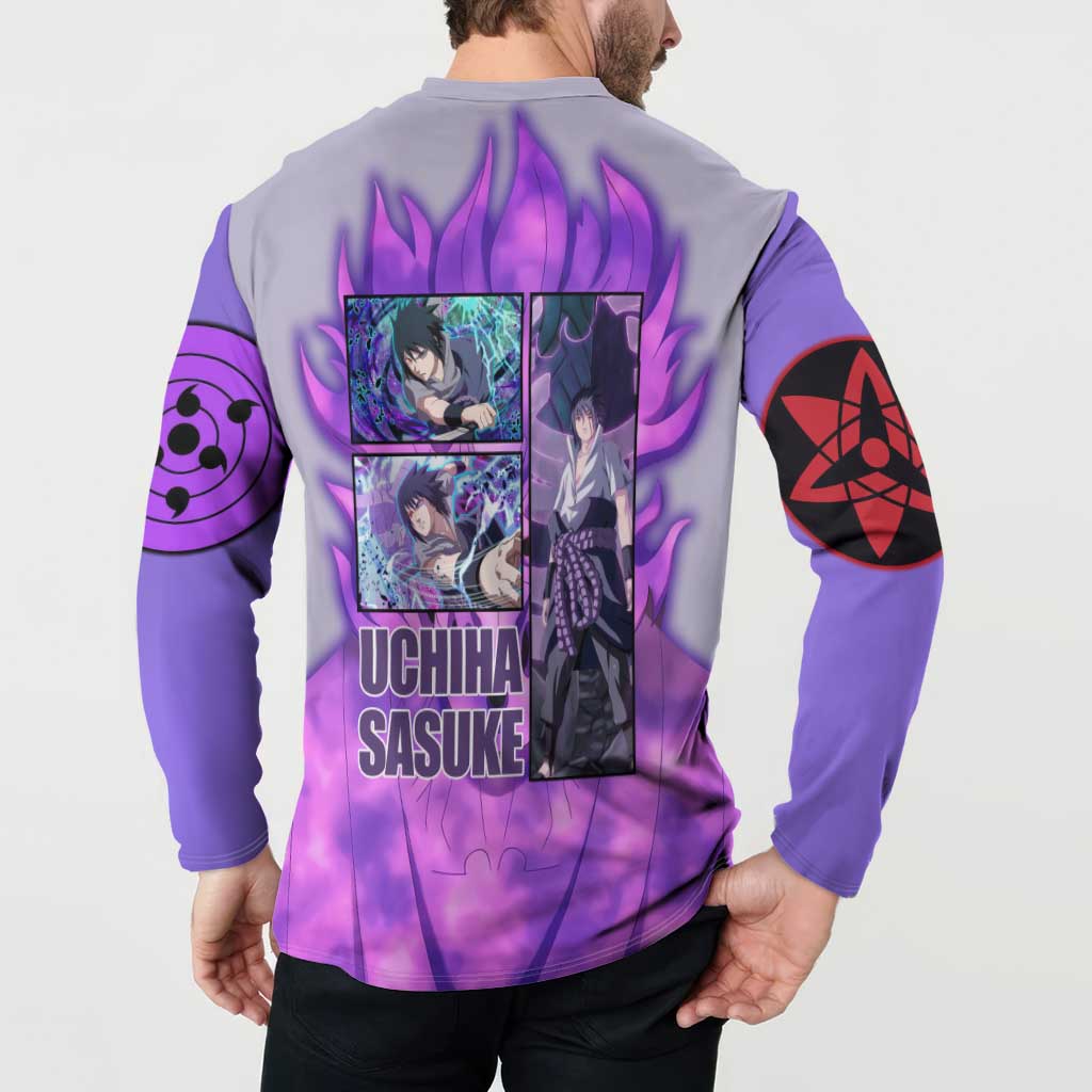 Uchiha Sasuke Naruto Shippuden Button Sweatshirt Anime Style