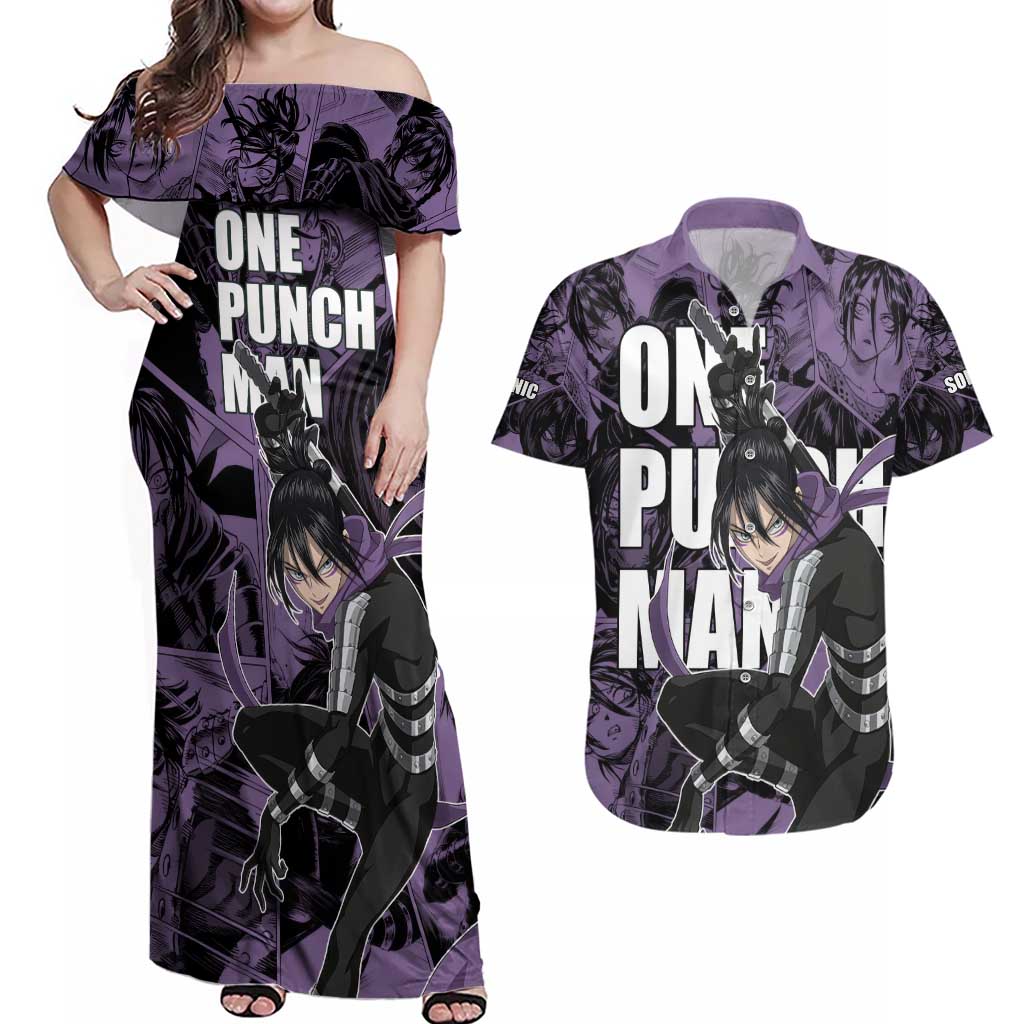 Sonic - Sonic Couples Matching Off Shoulder Maxi Dress and Hawaiian Shirt Anime Style