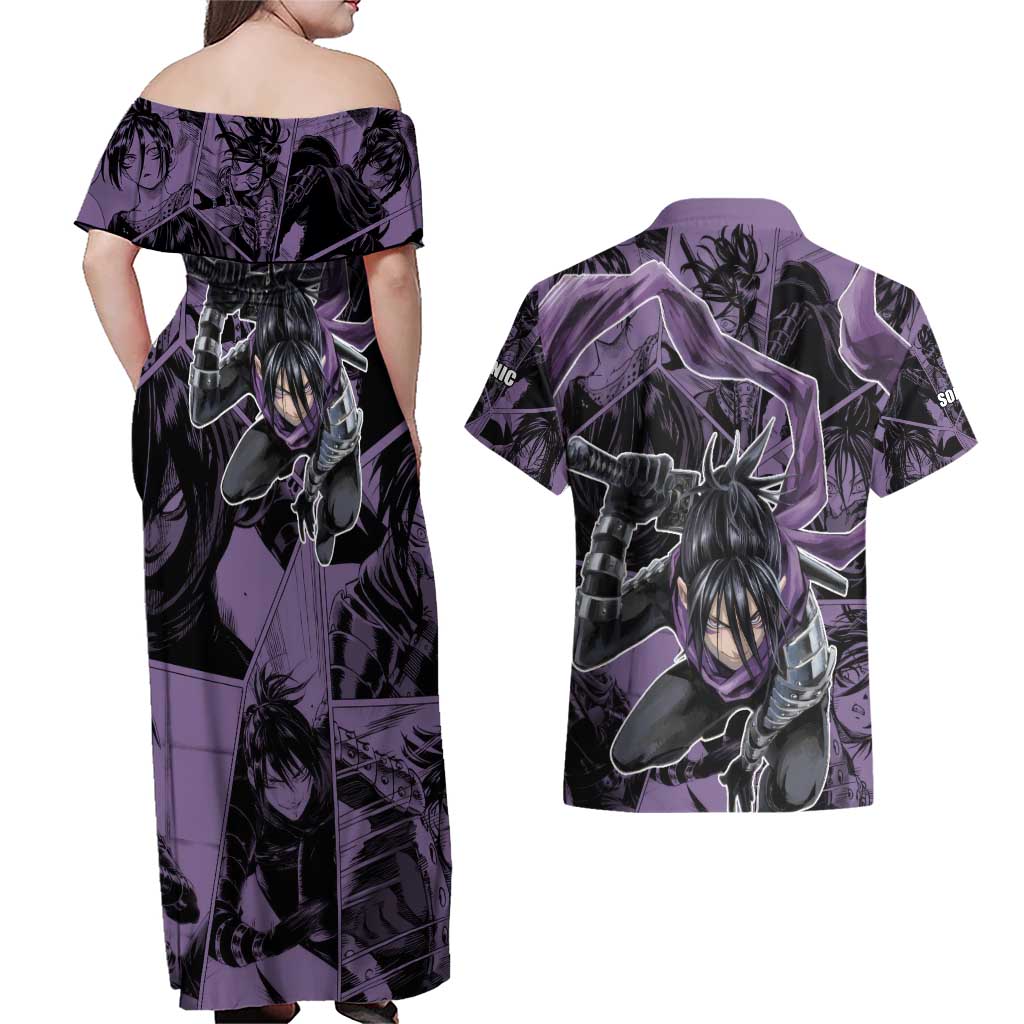 Sonic - Sonic Couples Matching Off Shoulder Maxi Dress and Hawaiian Shirt Anime Style