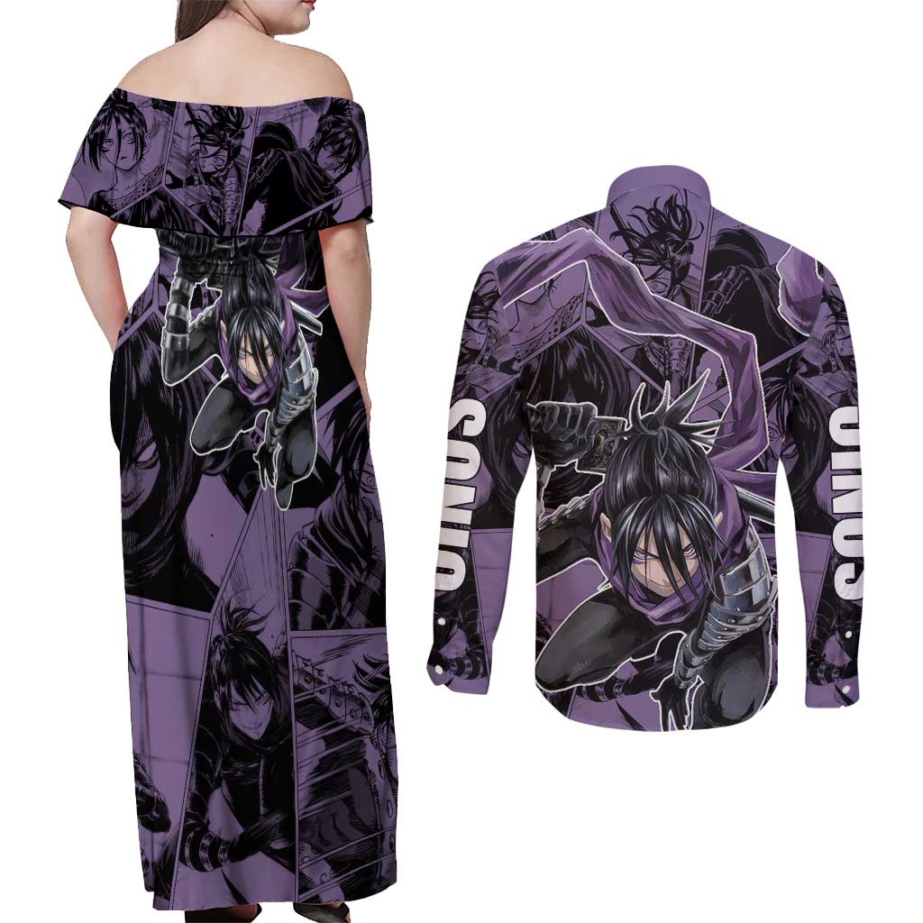 Sonic - Sonic Couples Matching Off Shoulder Maxi Dress and Long Sleeve Button Shirt Anime Style