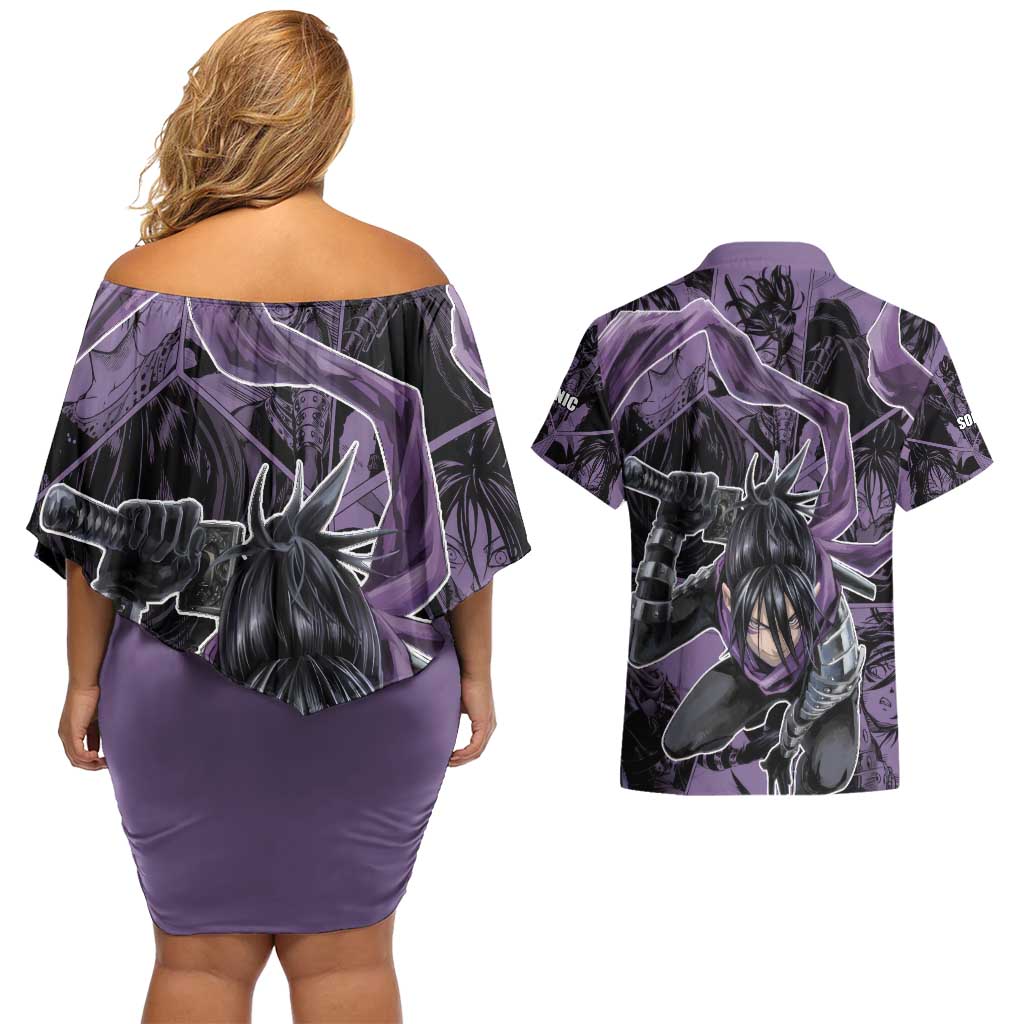 Sonic - Sonic Couples Matching Off Shoulder Short Dress and Hawaiian Shirt Anime Style