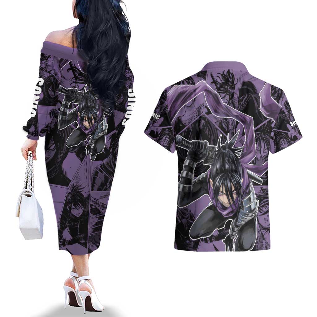 Sonic - Sonic Couples Matching Off The Shoulder Long Sleeve Dress and Hawaiian Shirt Anime Style