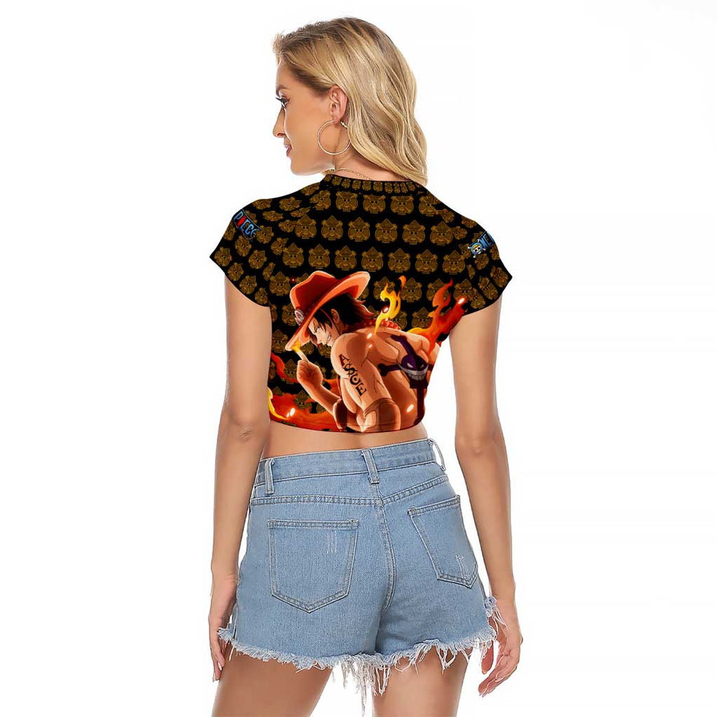 Portgas D. Ace - Fire Fist - One Piece Raglan Cropped T Shirt Anime Style