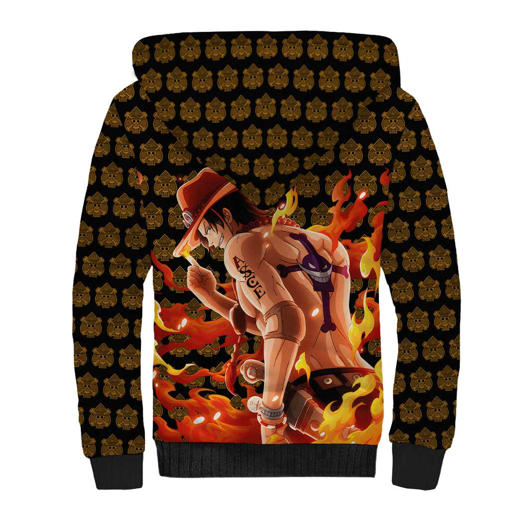 Portgas D. Ace - Fire Fist - One Piece Sherpa Hoodie Anime Style