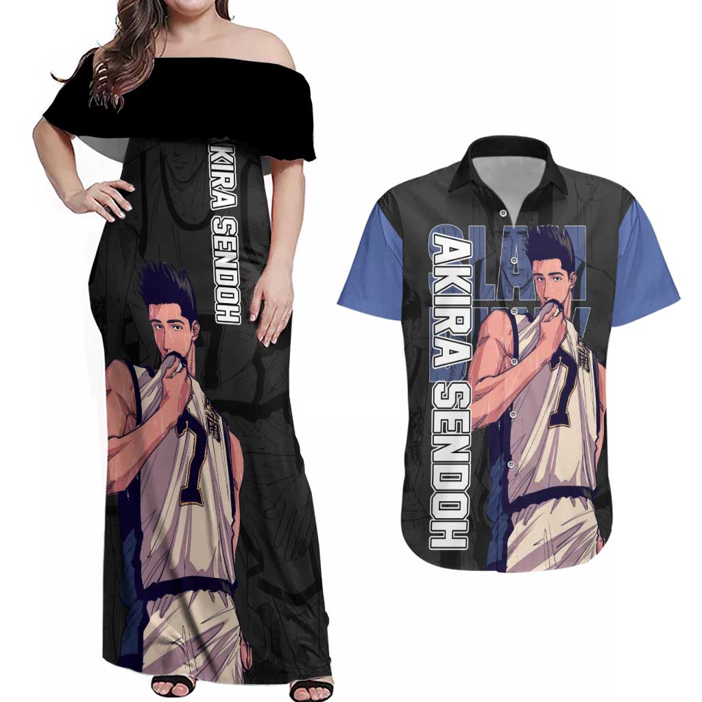 Akira Sendoh - Slam Dunk Couples Matching Off Shoulder Maxi Dress and Hawaiian Shirt Anime Style