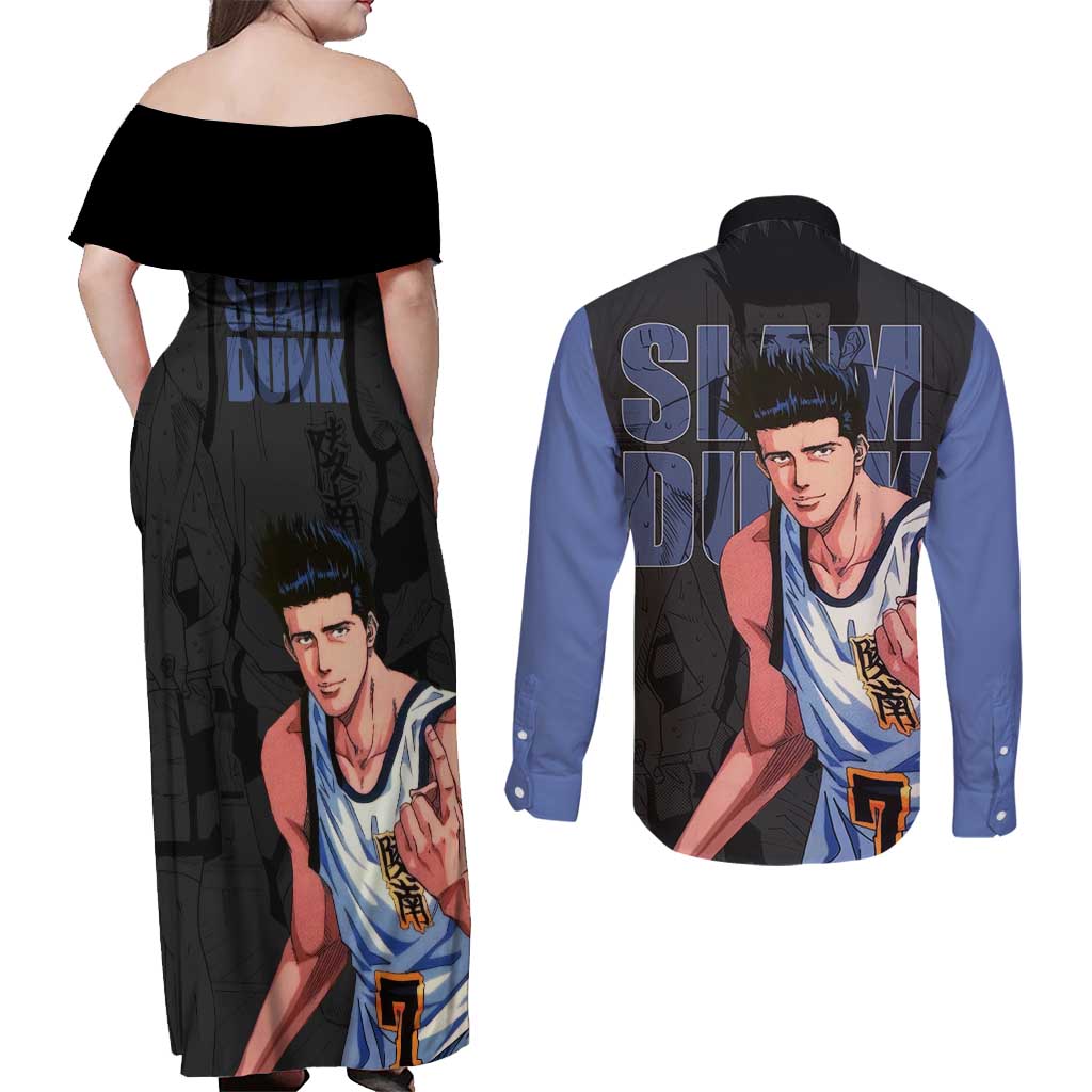 Akira Sendoh - Slam Dunk Couples Matching Off Shoulder Maxi Dress and Long Sleeve Button Shirt Anime Style