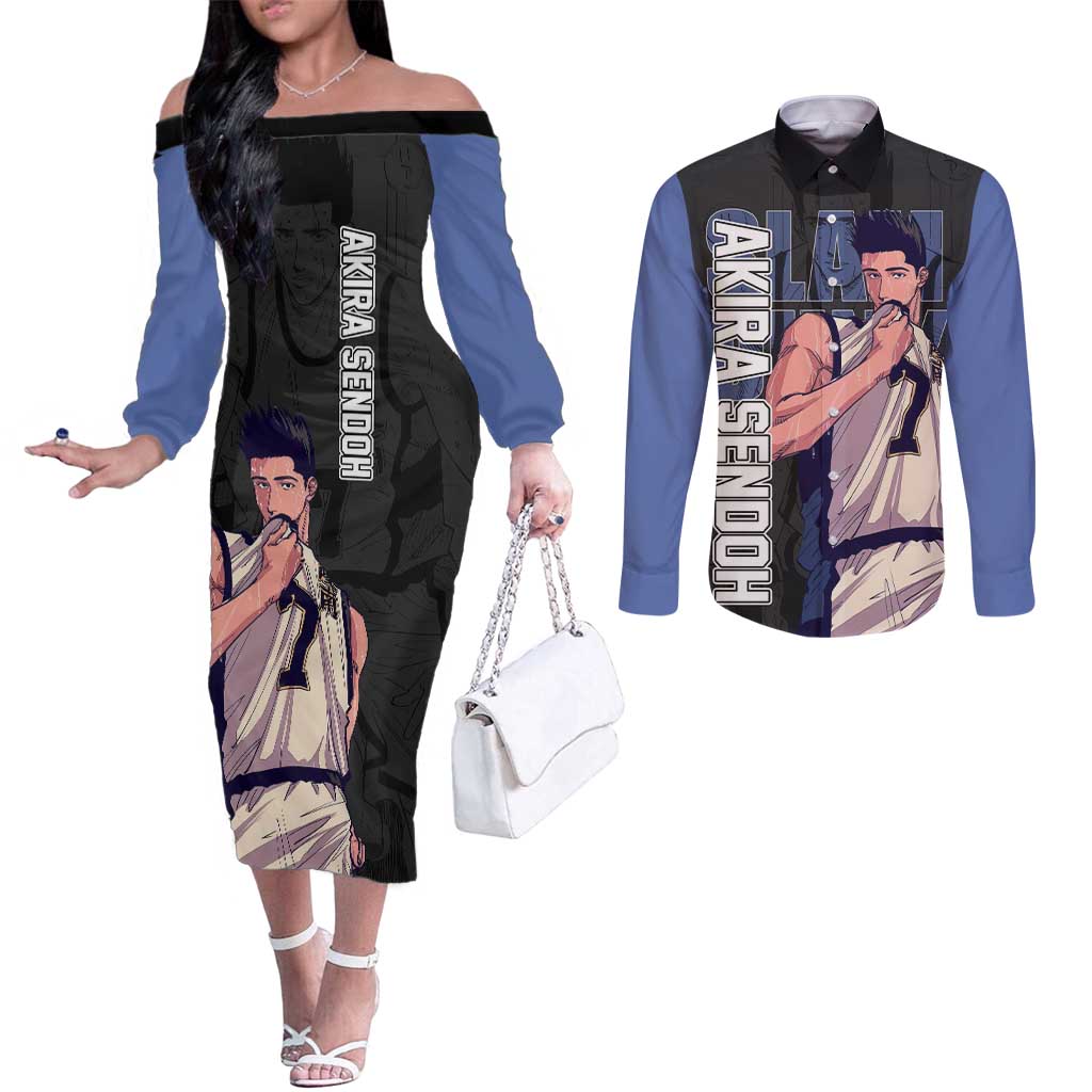 Akira Sendoh - Slam Dunk Couples Matching Off The Shoulder Long Sleeve Dress and Long Sleeve Button Shirt Anime Style