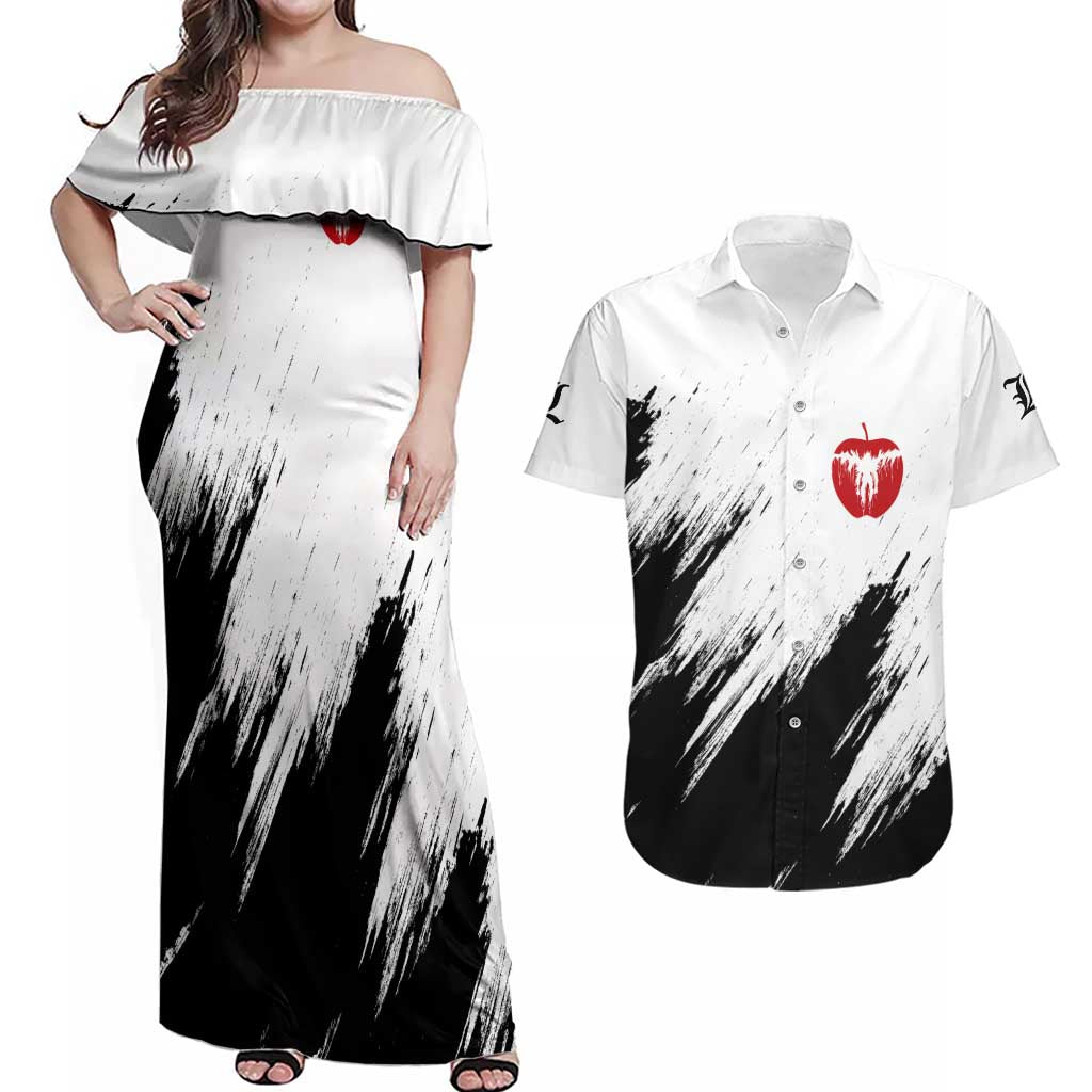 Nate River - Death Note Couples Matching Off Shoulder Maxi Dress and Hawaiian Shirt Anime Style
