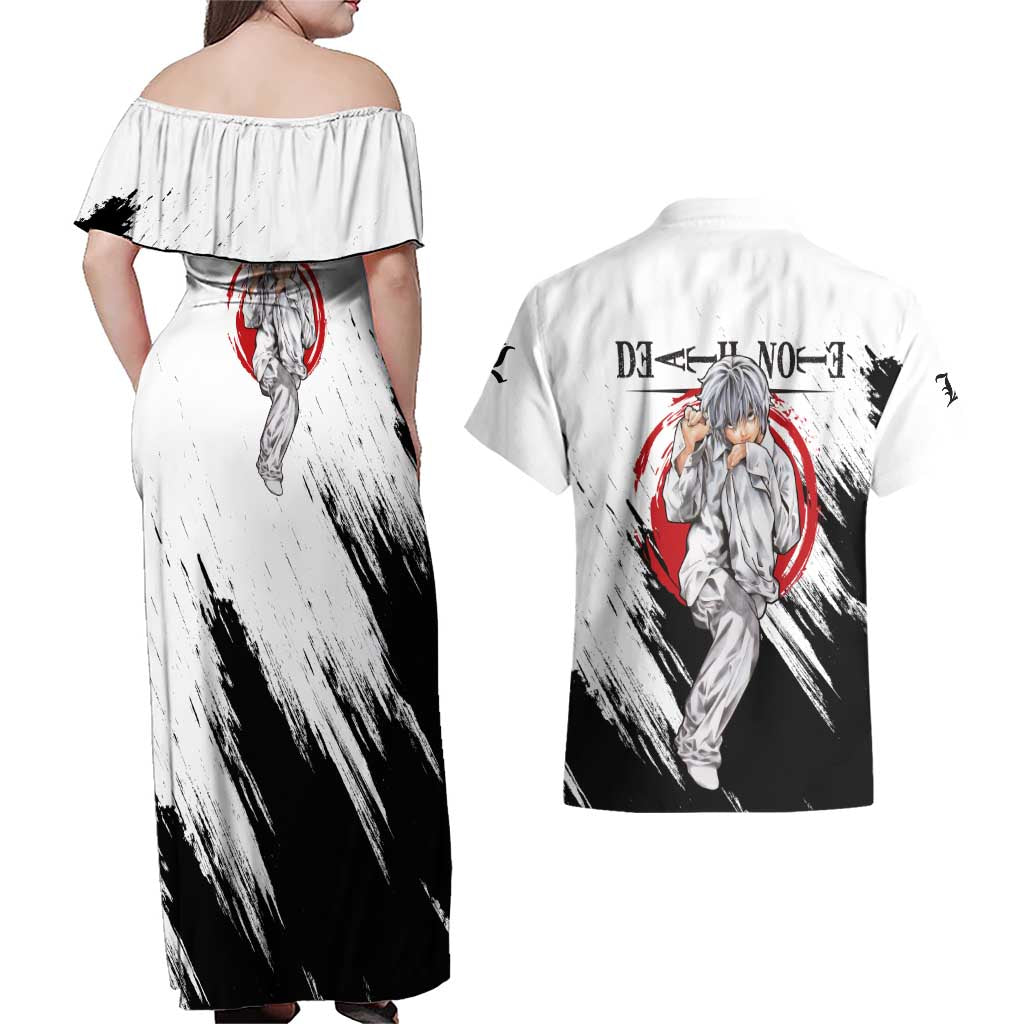 Nate River - Death Note Couples Matching Off Shoulder Maxi Dress and Hawaiian Shirt Anime Style