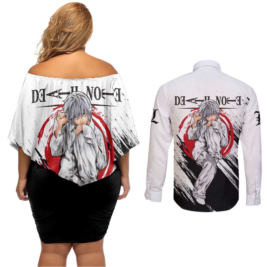 Nate River - Death Note Couples Matching Off Shoulder Short Dress and Long Sleeve Button Shirt Anime Style