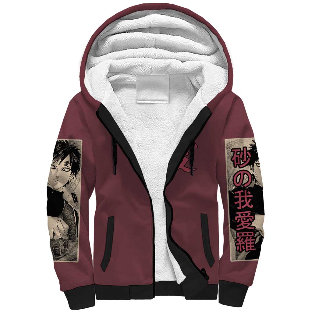 Gaara Naruto Shippuden Sherpa Hoodie Anime Style