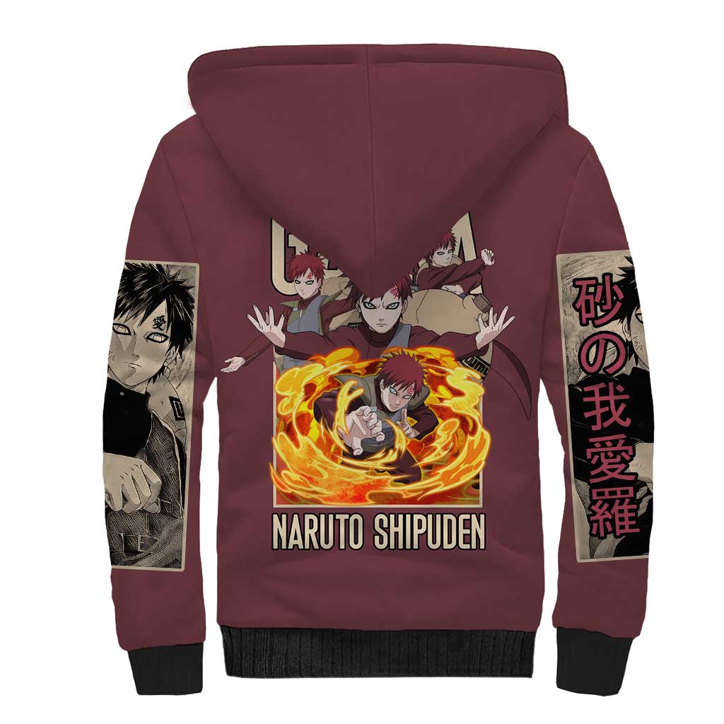 Gaara Naruto Shippuden Sherpa Hoodie Anime Style