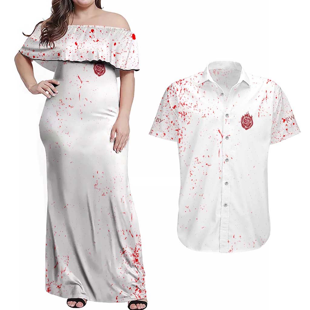 Ruby Rose - RWBY Couples Matching Off Shoulder Maxi Dress and Hawaiian Shirt Anime Style