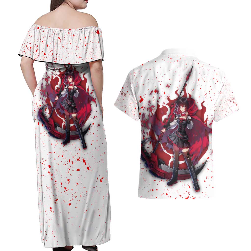 Ruby Rose - RWBY Couples Matching Off Shoulder Maxi Dress and Hawaiian Shirt Anime Style