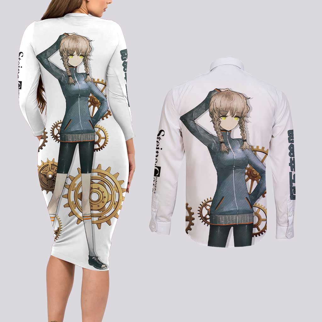 Suzuha Amane Couples Matching Long Sleeve Bodycon Dress and Long Sleeve Button Shirt Anime Style
