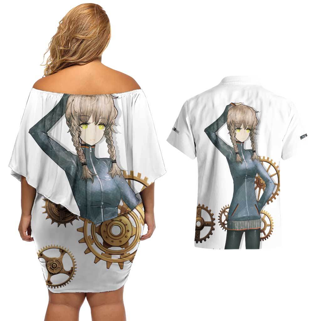 Suzuha Amane Couples Matching Off Shoulder Short Dress and Hawaiian Shirt Anime Style