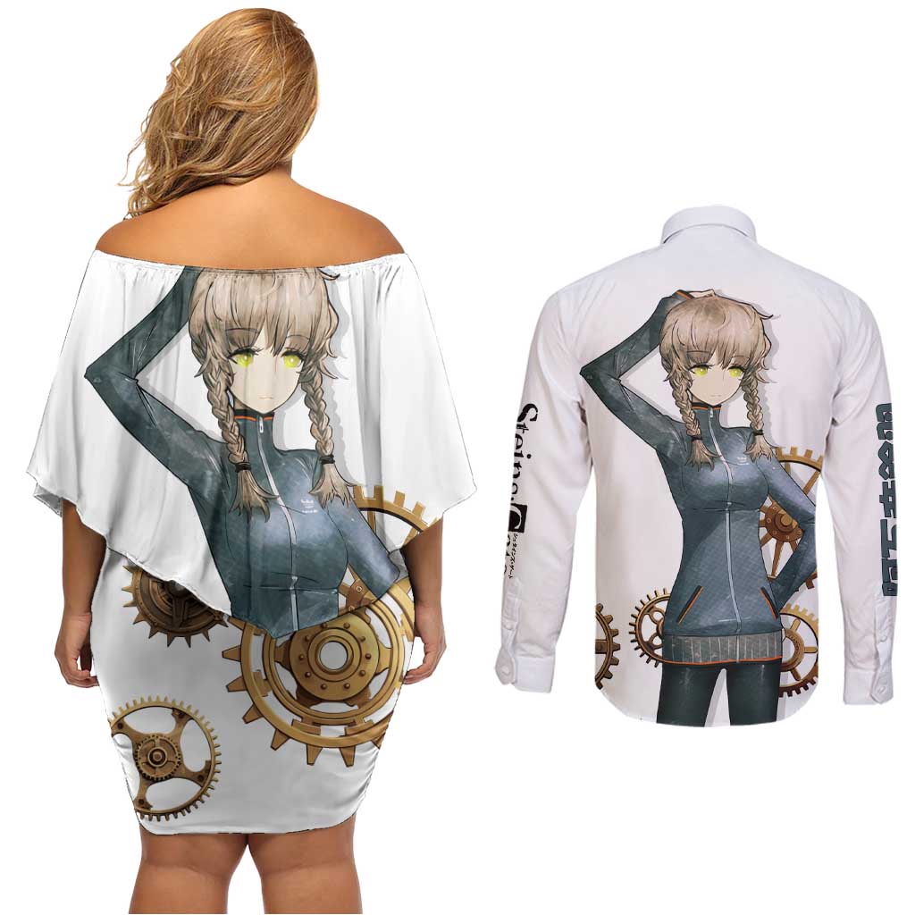 Suzuha Amane Couples Matching Off Shoulder Short Dress and Long Sleeve Button Shirt Anime Style