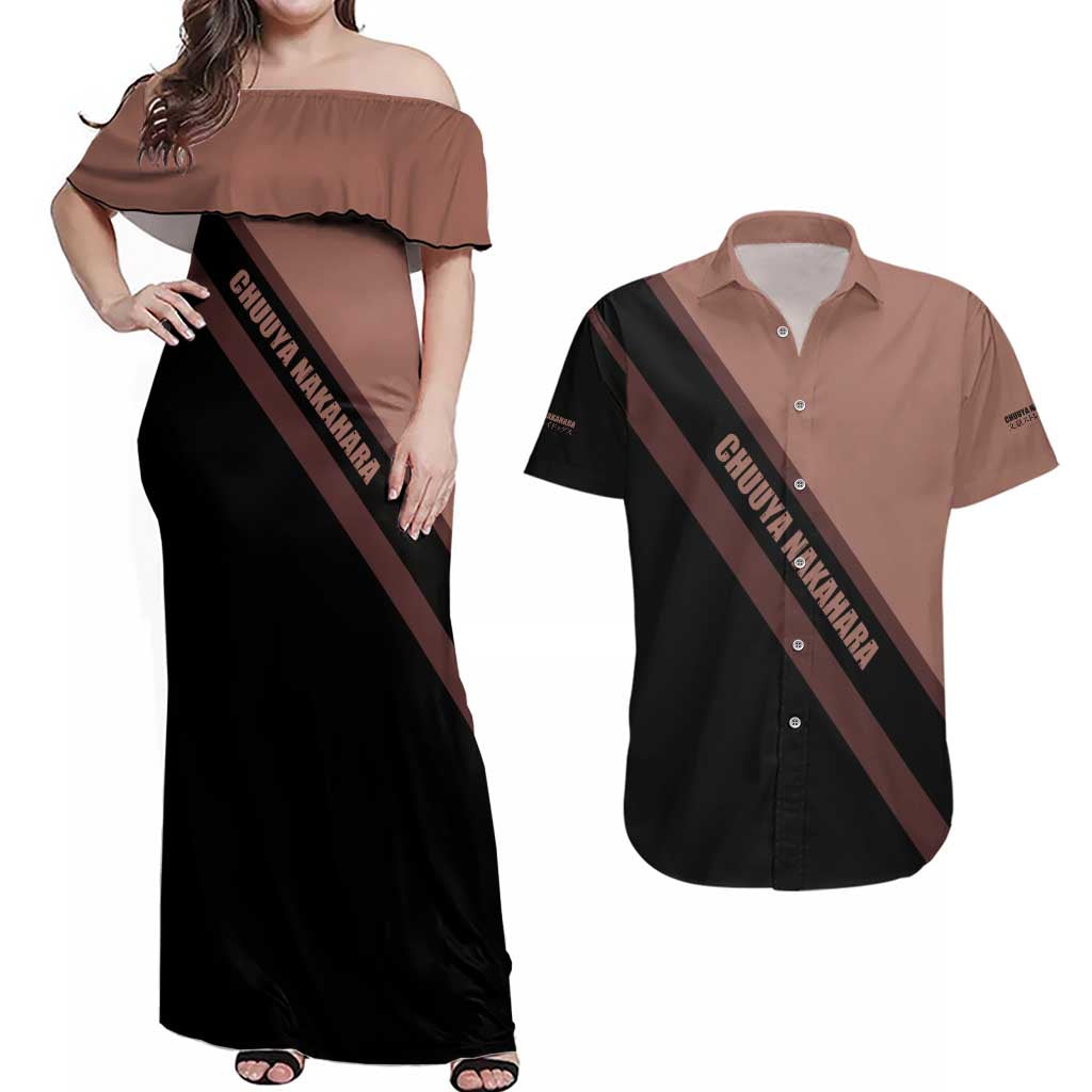Chuuya Nakahara Couples Matching Off Shoulder Maxi Dress and Hawaiian Shirt Anime Style