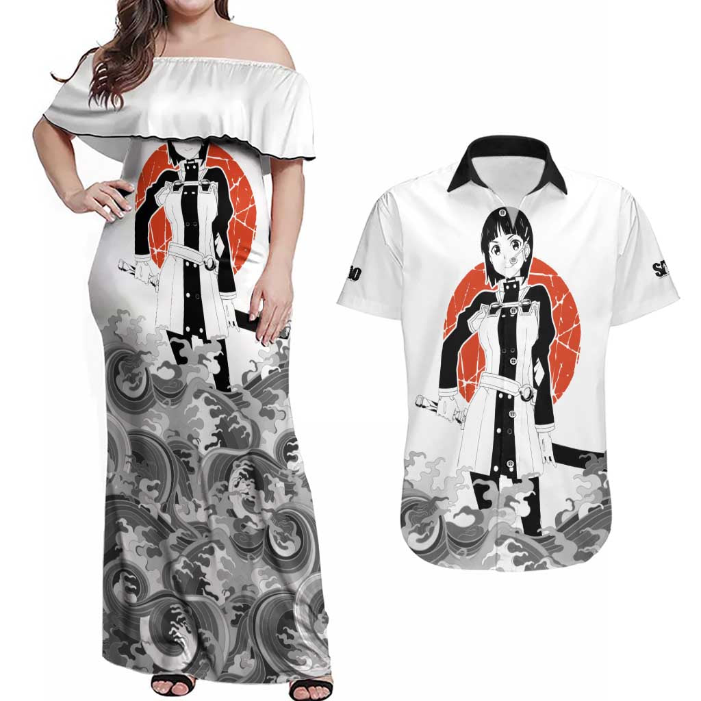 Suguha Kirigaya - Sword Art Online Couples Matching Off Shoulder Maxi Dress and Hawaiian Shirt Anime Style