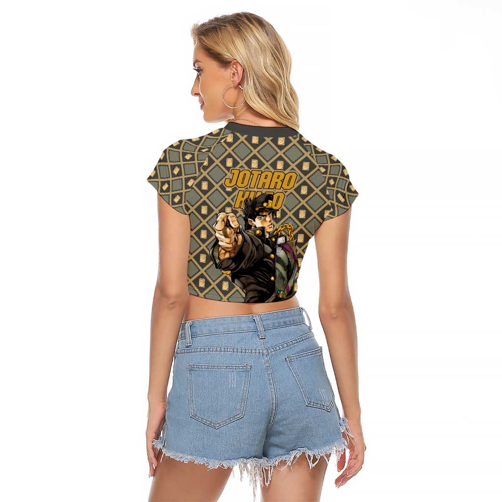 Jotaro Kujo - JoJo no Kimyo na Boken Raglan Cropped T Shirt Anime Style