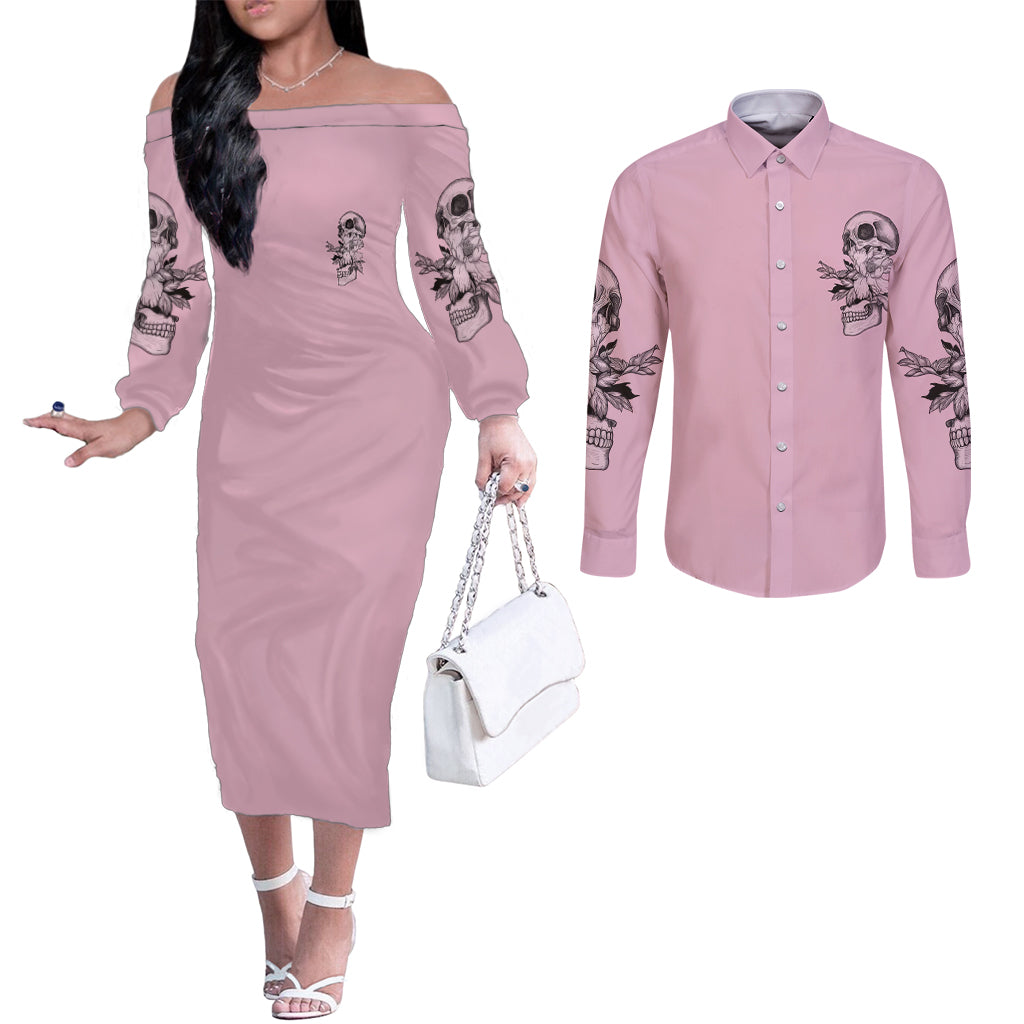 the-good-girl-in-me-got-tired-skull-couples-matching-off-the-shoulder-long-sleeve-dress-and-long-sleeve-button-shirt