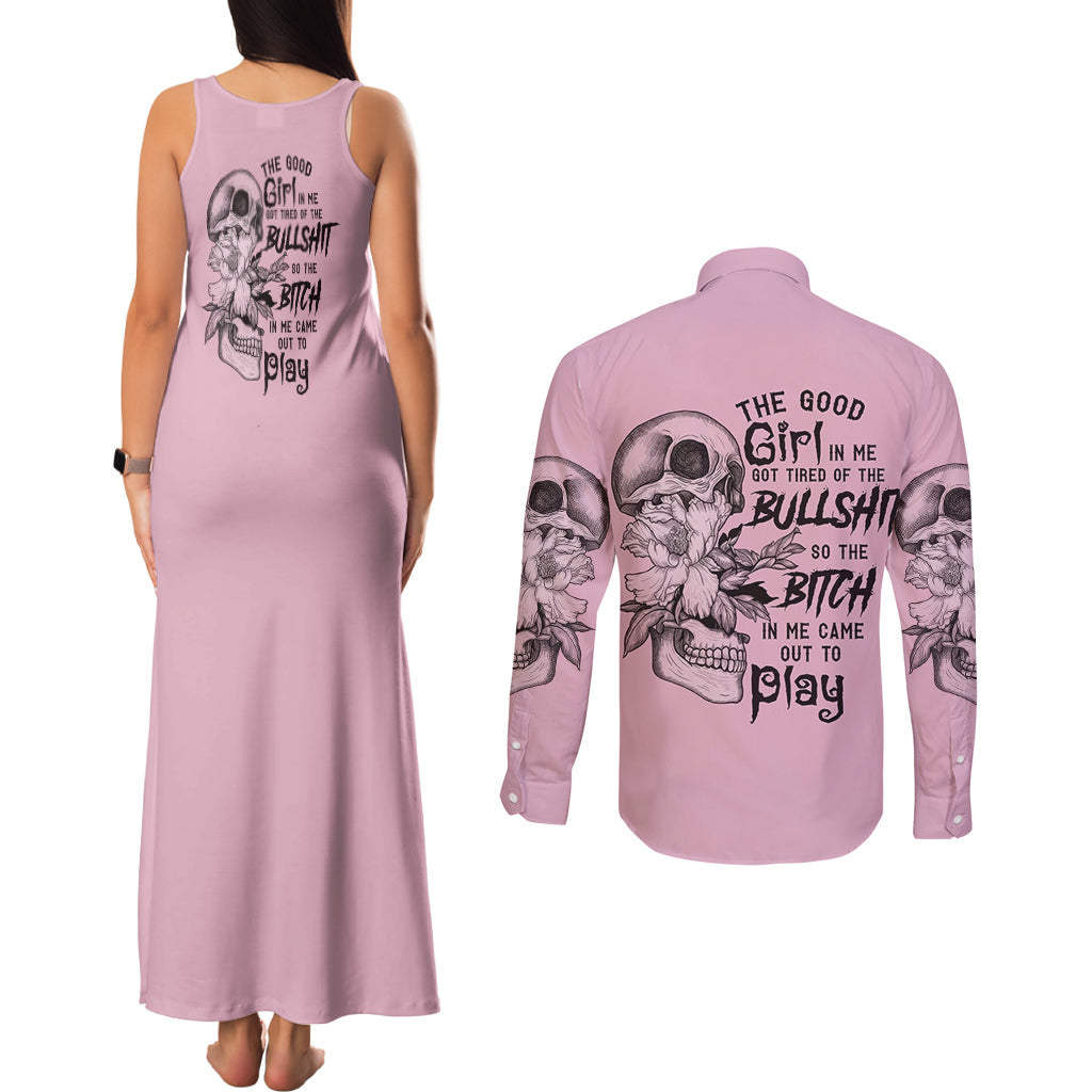 the-good-girl-in-me-got-tired-skull-couples-matching-tank-maxi-dress-and-long-sleeve-button-shirt