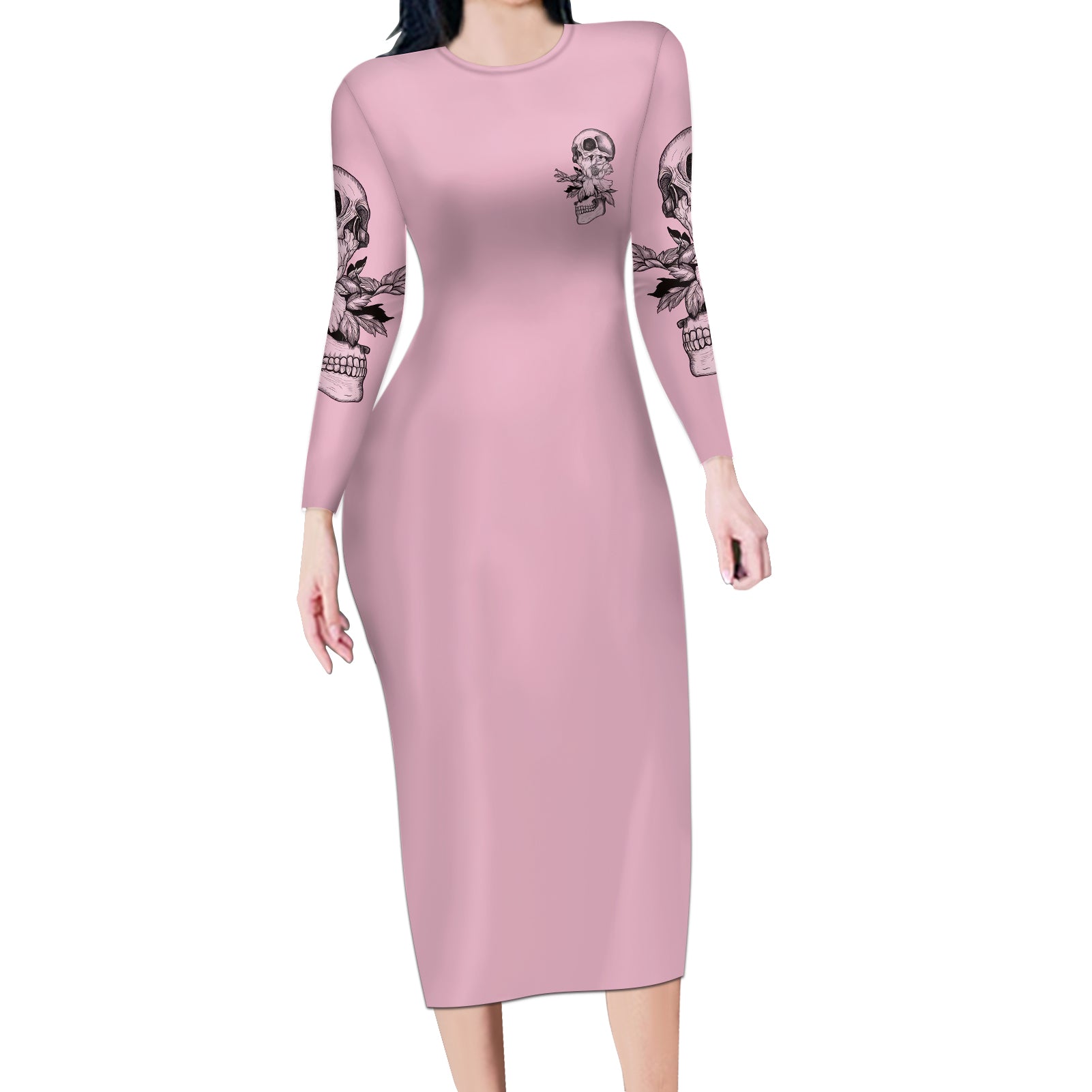 the-good-girl-in-me-got-tired-skull-long-sleeve-bodycon-dress