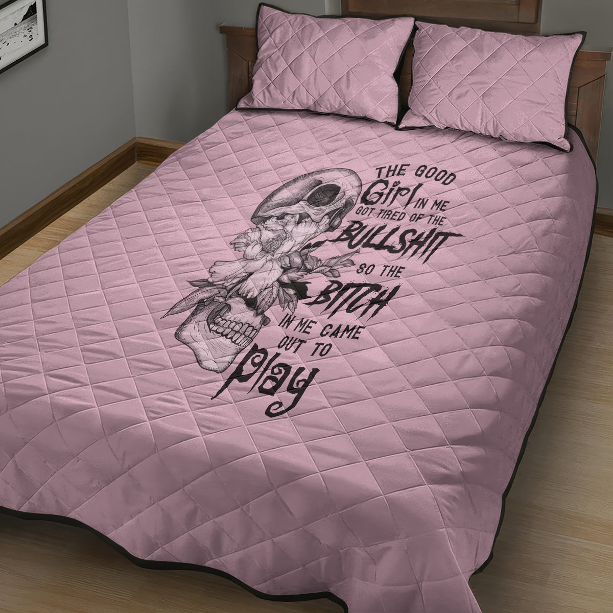 the-good-girl-in-me-got-tired-skull-quilt-bed-set