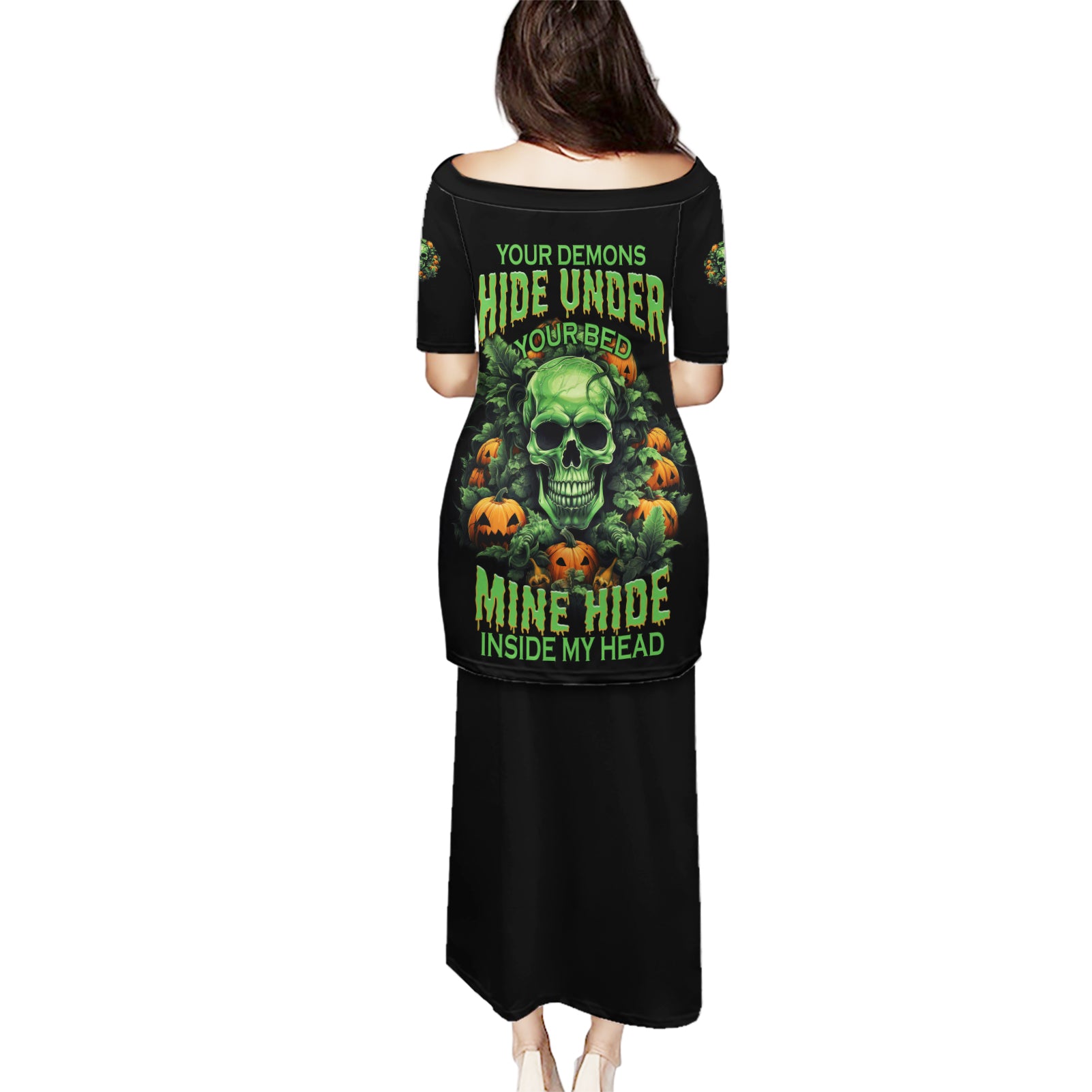 your-demons-hide-under-your-bed-skull-halloween-puletasi