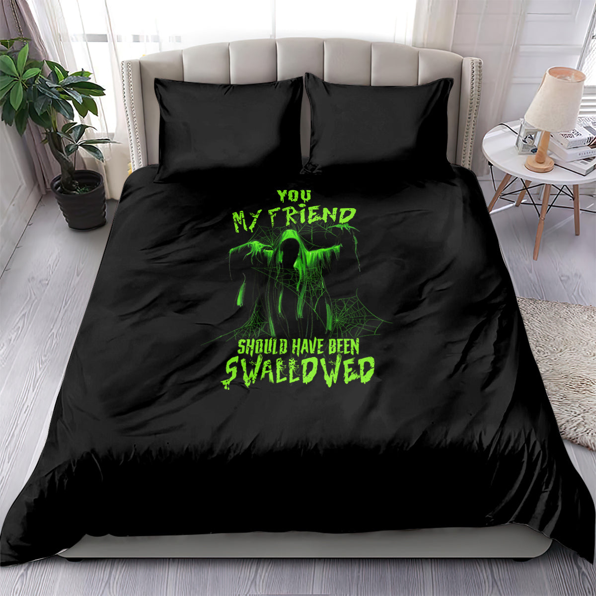 you-my-friend-should-have-been-swallowed-halloween-bedding-set