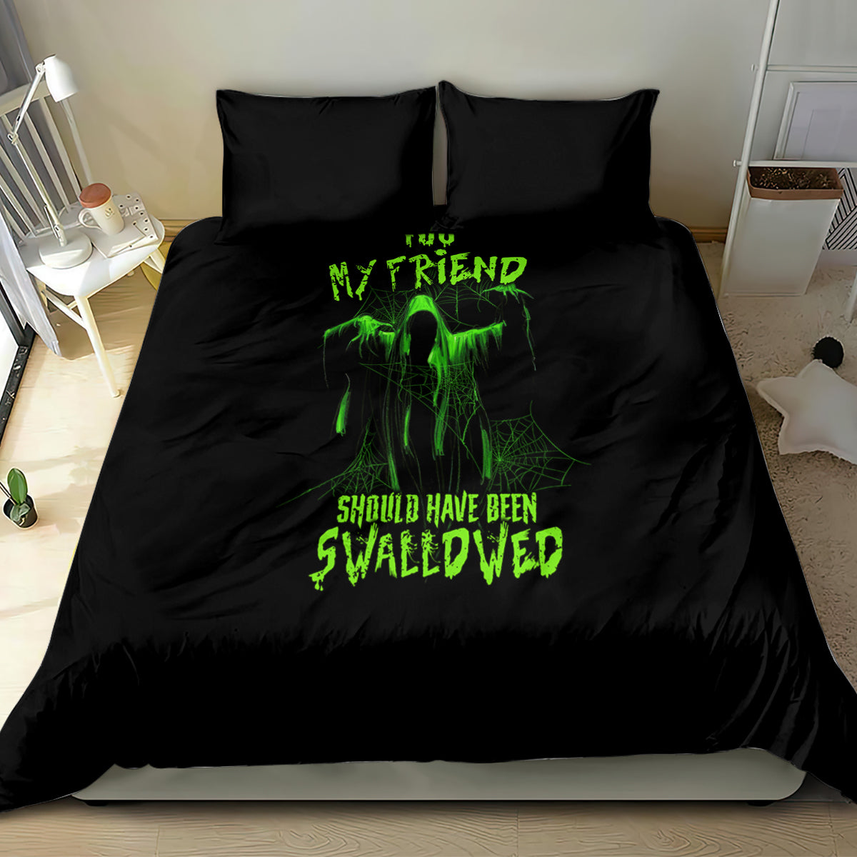 you-my-friend-should-have-been-swallowed-halloween-bedding-set