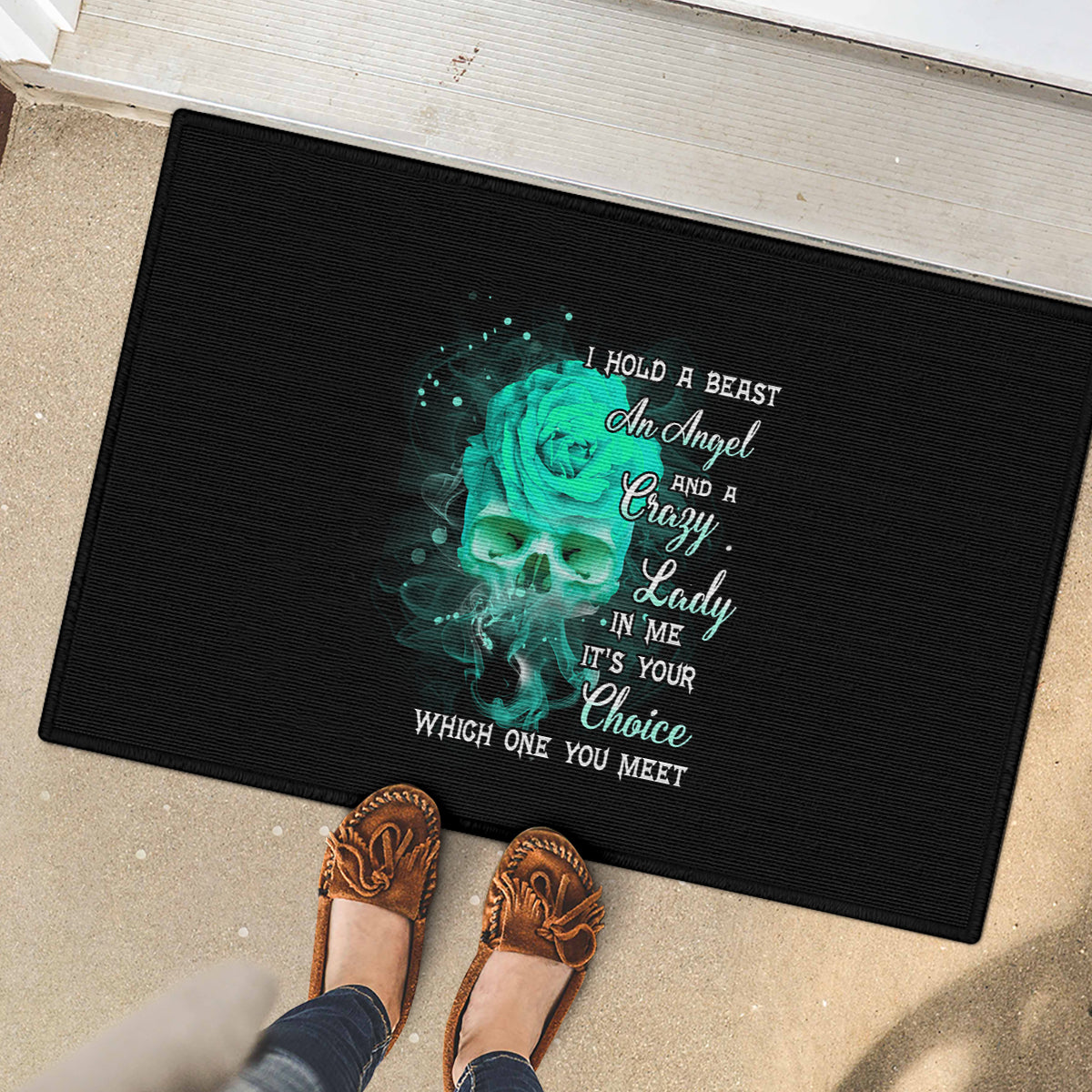 i-hold-a-beast-an-angel-crazy-lady-in-me-rubber-doormat