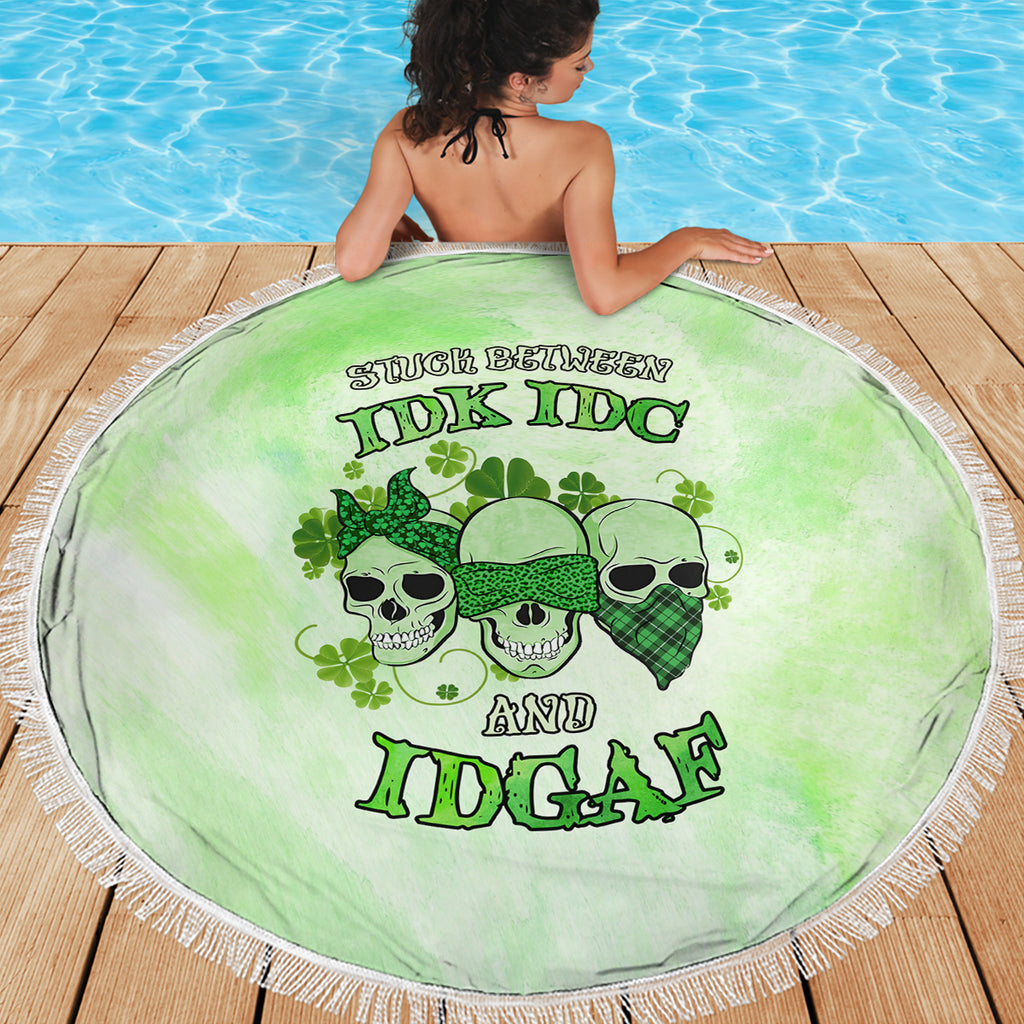 stuck-between-idk-idc-and-idgaf-rose-skull-patricks-day-beach-blanket