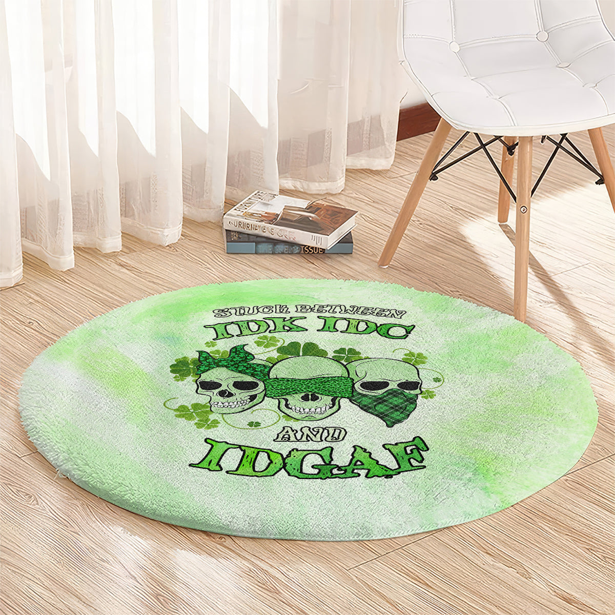 stuck-between-idk-idc-and-idgaf-rose-skull-patricks-day-round-carpet